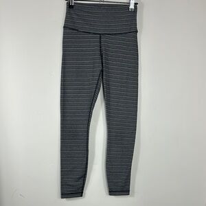 Lululemon Striped Gray Wunder Under Leggings Pants 6